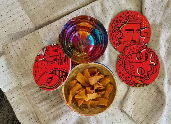 Handpainted bowls by Meg Vaidy