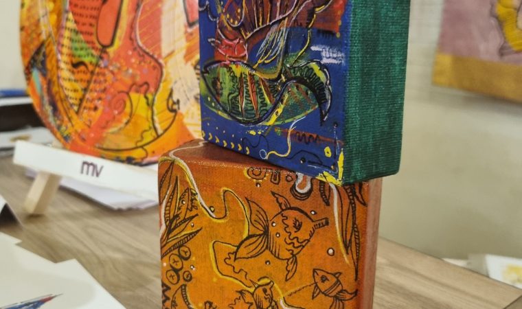 Handpainted min canvases by Meg Vaidy